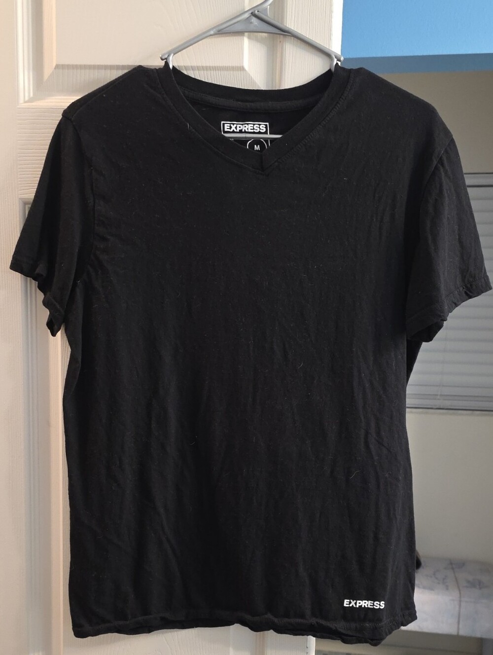 (3) Express Men’s Black V-Neck Logo Tee
